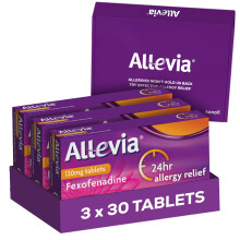 Allevia Allergy Tablets | Multipack 90 Tablets | 120mg Fexofenadine | 24hr Relief Acts Within 1 Hour | Non-drowsy in Most People | Relieves Hayfever,