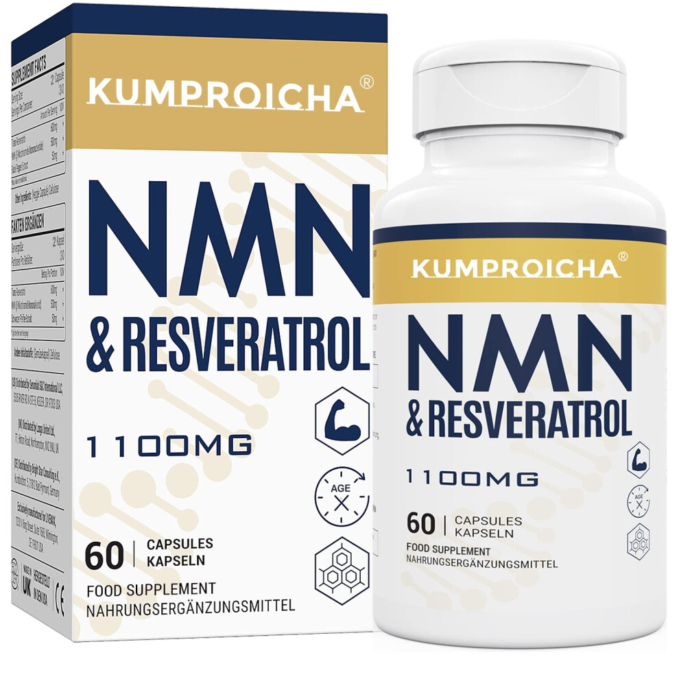 Kumproicha Nad+ Trans-Resveratrol Supplement 1100Mg With Pepper Extract - Cellular Energy Booster - (60 Count (Pack Of 1)) Black