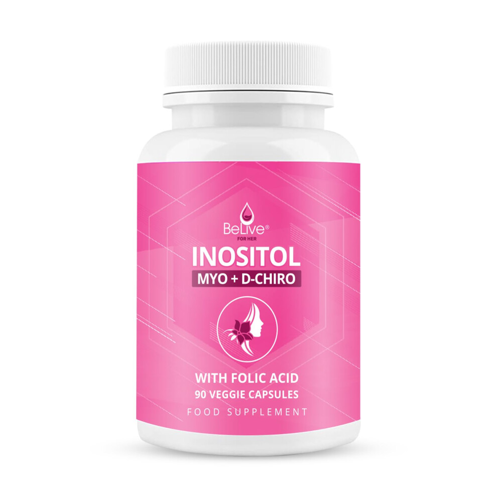 Belive Myo-Inositol & D-Chiro Capsules With Folic Acid For Pcos | Prenatal Fertility Supplements For Women | Vitamin B8 | Improves Hormonal Balance & Suppor