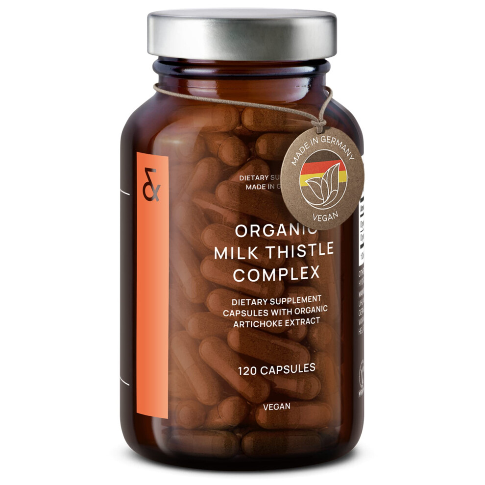 Clav Organic Milk Thistle & Artichoke Extract Complex - Rich In Silymarin & Bitters - 120 Capsules = 60 Days Supply - Vegan - Non-Gmo - Made In Germany