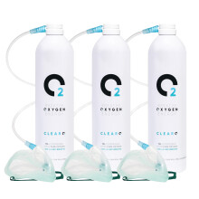 ClearO2 15L Oxygen Can with Mask and Tube | Pure Breathing Oxygen in a Lightweight Aluminium Canister | Made in Britain (Full Kit, 15 l (Pack of 3))