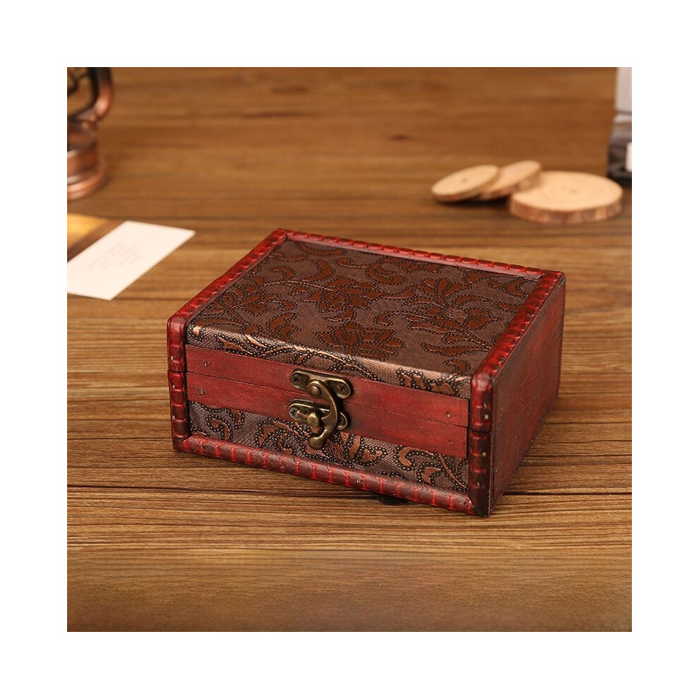 (Grass Flower) Vintage Wooden Style Box With Lock For Organizing Decoration Accessories Jewelry-image-OPC-PHFTVGW-NEW