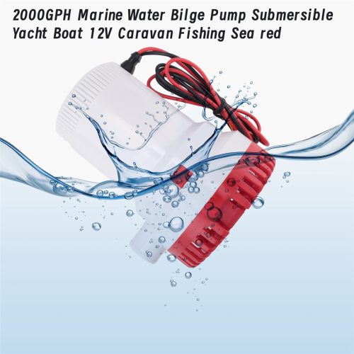 2000GPH Marine Water Bilge Pomp Dompelbaar Jacht Boot 12V rood 1