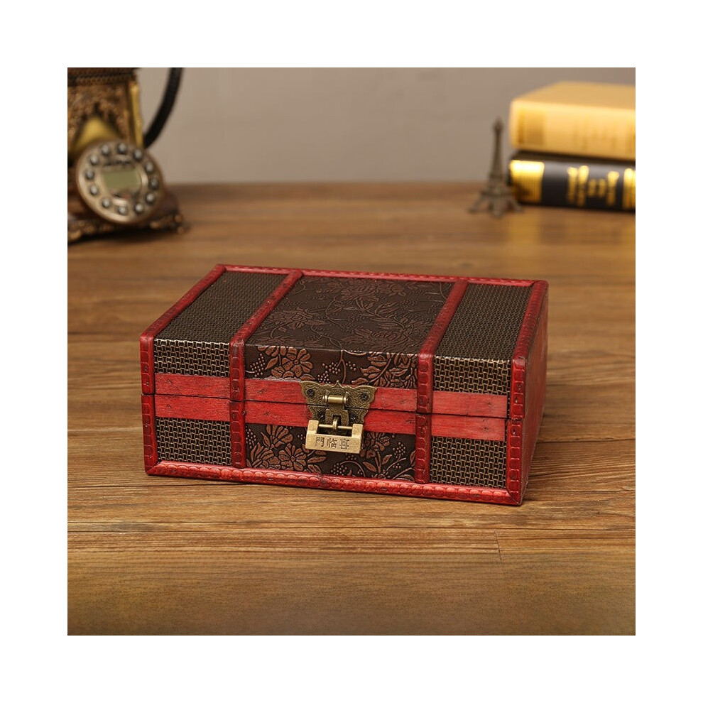 (Grape Retro) Antique Wooden Storage Box With Lock For Jewelry Home Decorations Cosmetics-image-OPC-PHFTVXX-NEW