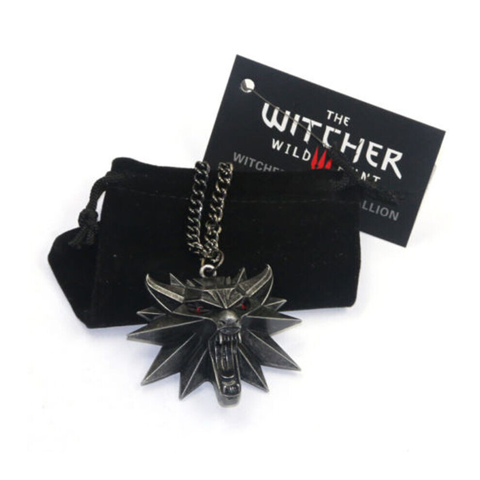 ( Eye #1)The Witcher Wild Hunt Iii Necklace Wolf Medallion 3Head Chain Pendant Geralt Hot Red