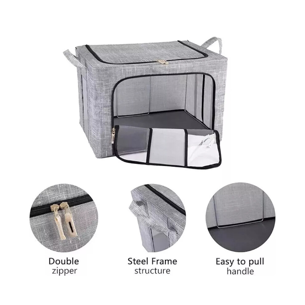 Storage Folding 66l Box Made Of Thick Fabric Steel Organizer Frame Wardrobe