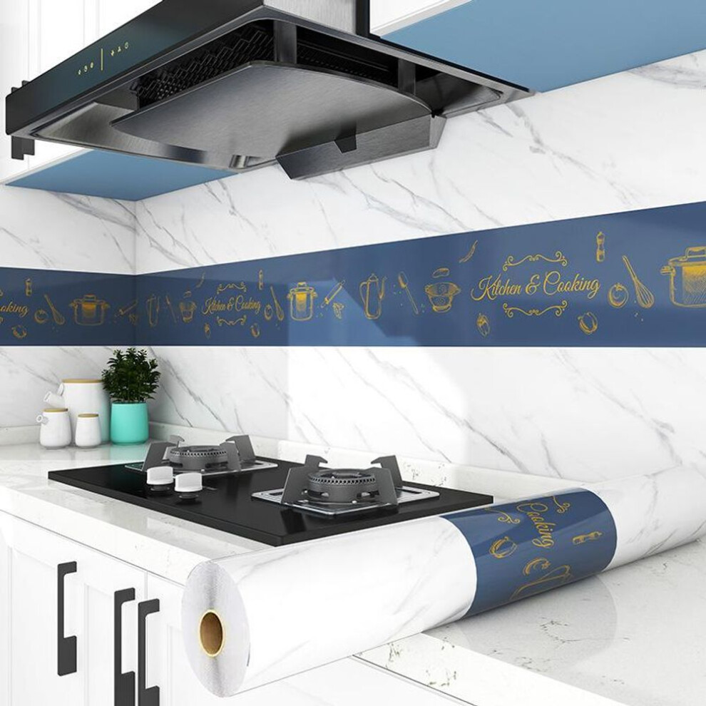 300cmx60cm Kitchen & Cooking Oil-proof Sticker Waterproof Self-adhesive High Temperature Resistant Wallpaper Cabinet Hood Fireproof Wall Sticker