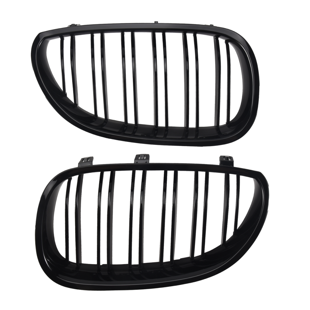 1 Pair Gloss Front Kidney Grill Double Slat Double Line Grille Black 4854041962584