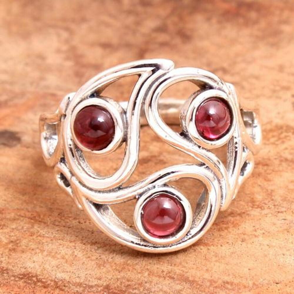 (red, 7) Gemstone Jewelry,red Garnet Ring, Handmade Jewelry, Silver Ring, Silver Charm Jewelry