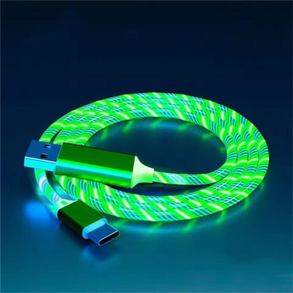 (, Typec) Glowing Led Usb 3 In 1 Cable Phone Fast Charging Charger Luminous Type C Cable For Xiaomi Iphone Phone Accessories Green/Light 4256886279498