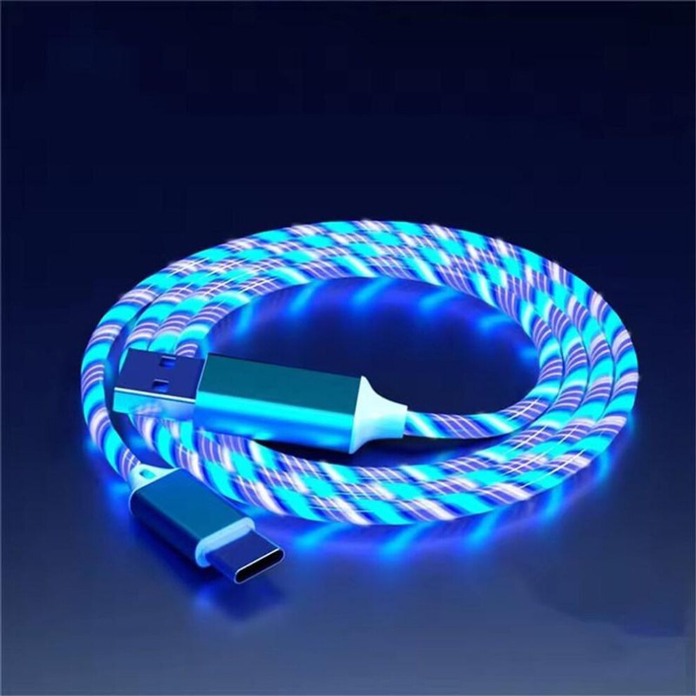 (, Typec) Glowing Led Usb 3 In 1 Cable Phone Fast Charging Charger Luminous Type C Cable For Xiaomi Iphone Phone Accessories Blue/Light 4256886295283