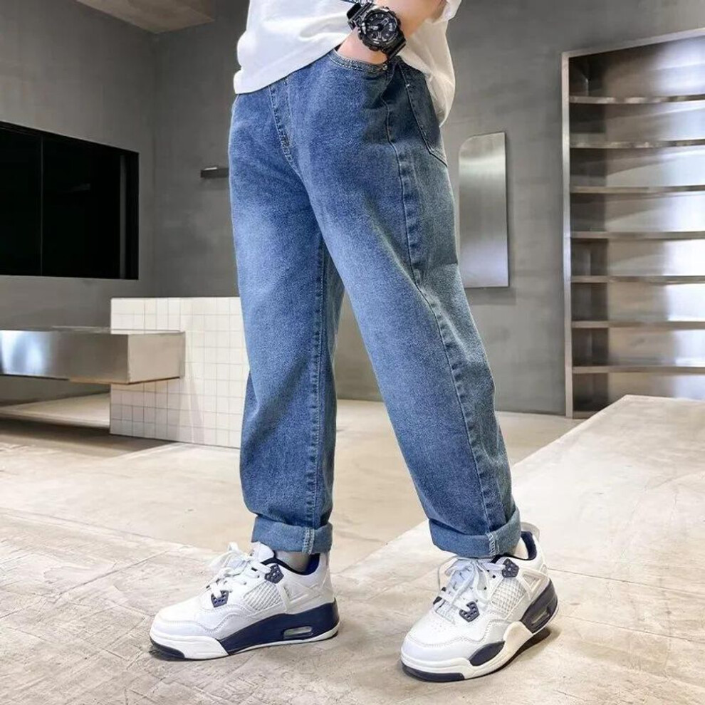 (blue, 130 cm) Boys' Casual Jeans 2022: Stylish Spring/autumn Loose Fit For Kids