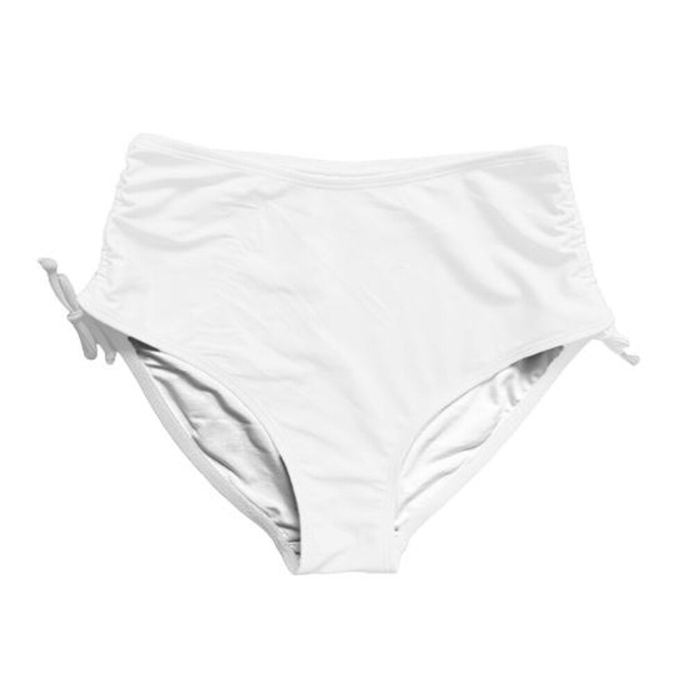 (XL, white) Women Swim Shorts V Cut Drawstring Bikini Swimsuit Bottom Adjustable Ruched Side Boyshorts Bathing Suit Board Shorts