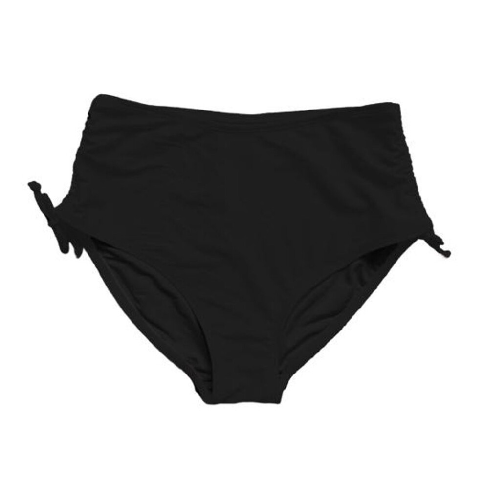 (XXL, black) Women Swim Shorts V Cut Drawstring Bikini Swimsuit Bottom Adjustable Ruched Side Boyshorts Bathing Suit Board Shorts