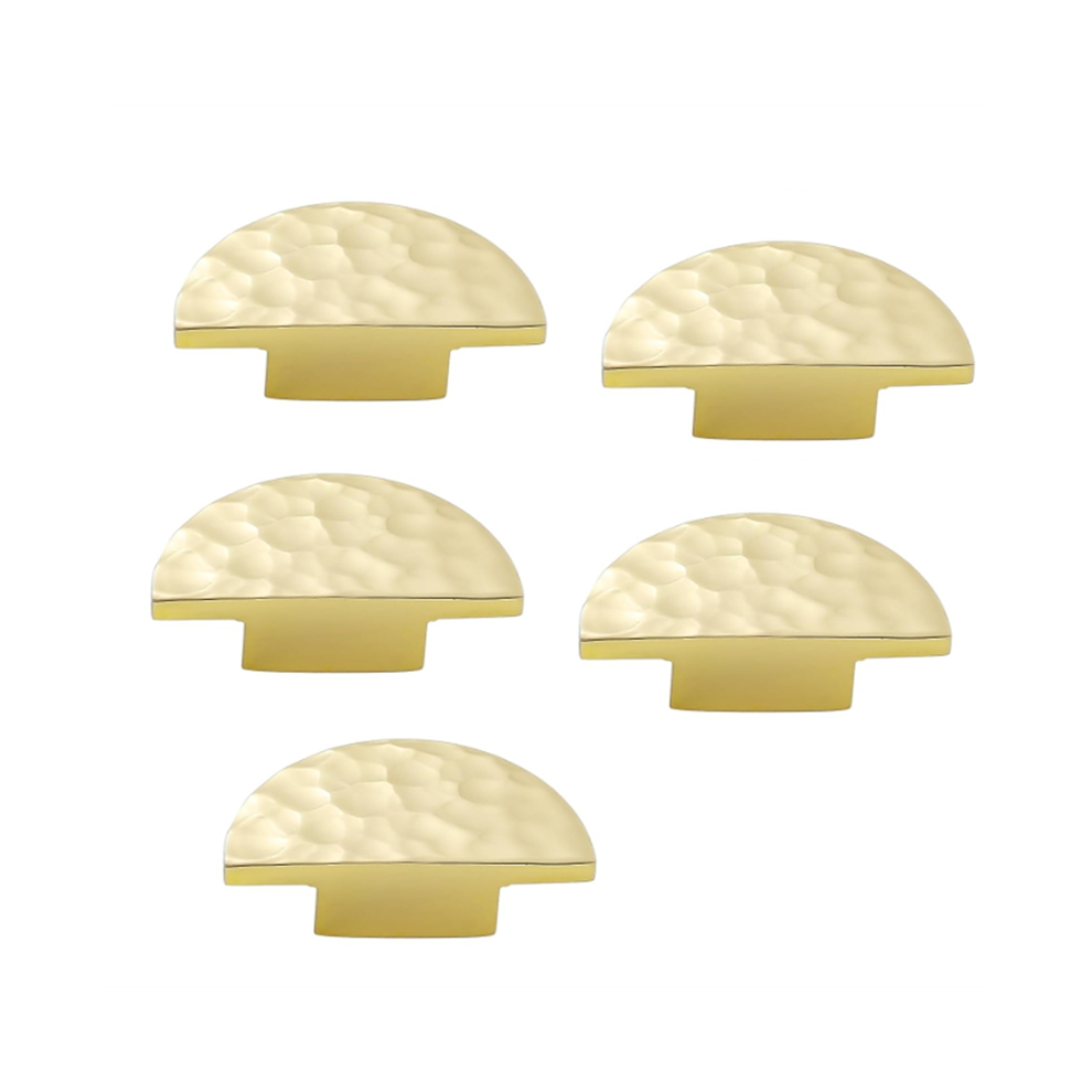 5Pack Solid Brass Cabinet Knobs, Semicircle Drawer Hammered Dresser Pulls Handles Furniture Hardware 4852404153259