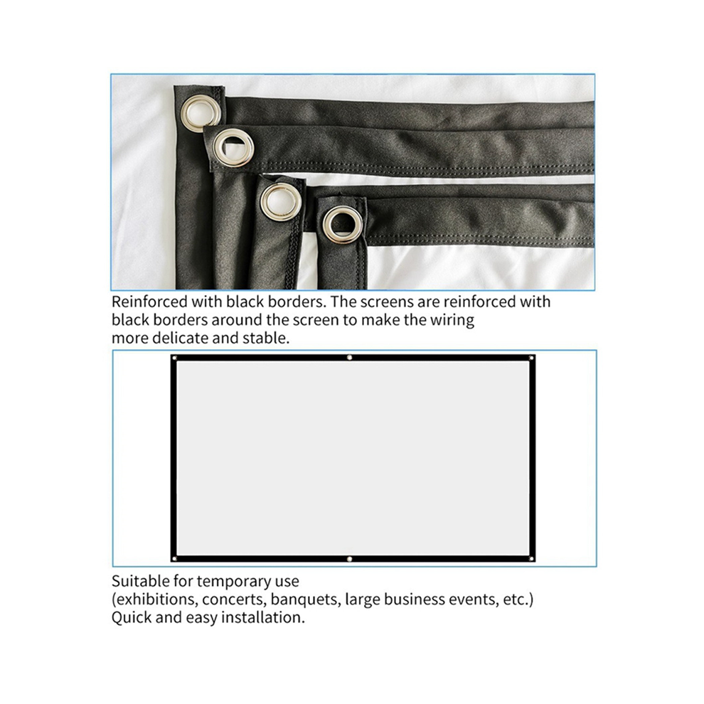 Portable Projector Screen For Home Theater Outdoor Hd Foldable Anti- (120Inch) White 4853114348416