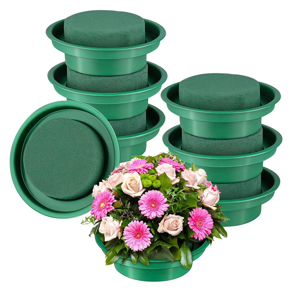 8-pack ronde kommen met steekschuim, DIY-bloemstukset, groene natte blokken voor bruiloftsdecoratie