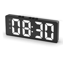 Digitale wekker (op batterijen) of USB-aangedreven tafel Snooze-nachtmodus 12/24 uur Elektronische LED-klokken Zwart