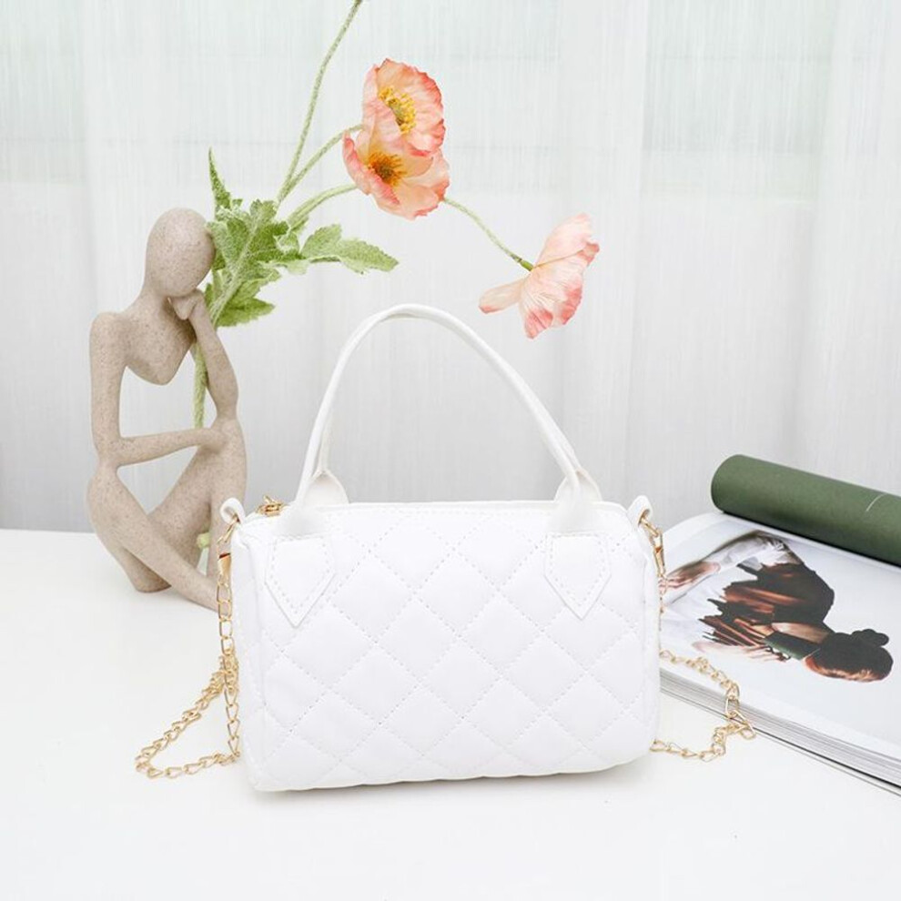 (white) Rhombus Portable Embroidered Bag Women's Bag Women's Casual Messenger Bag