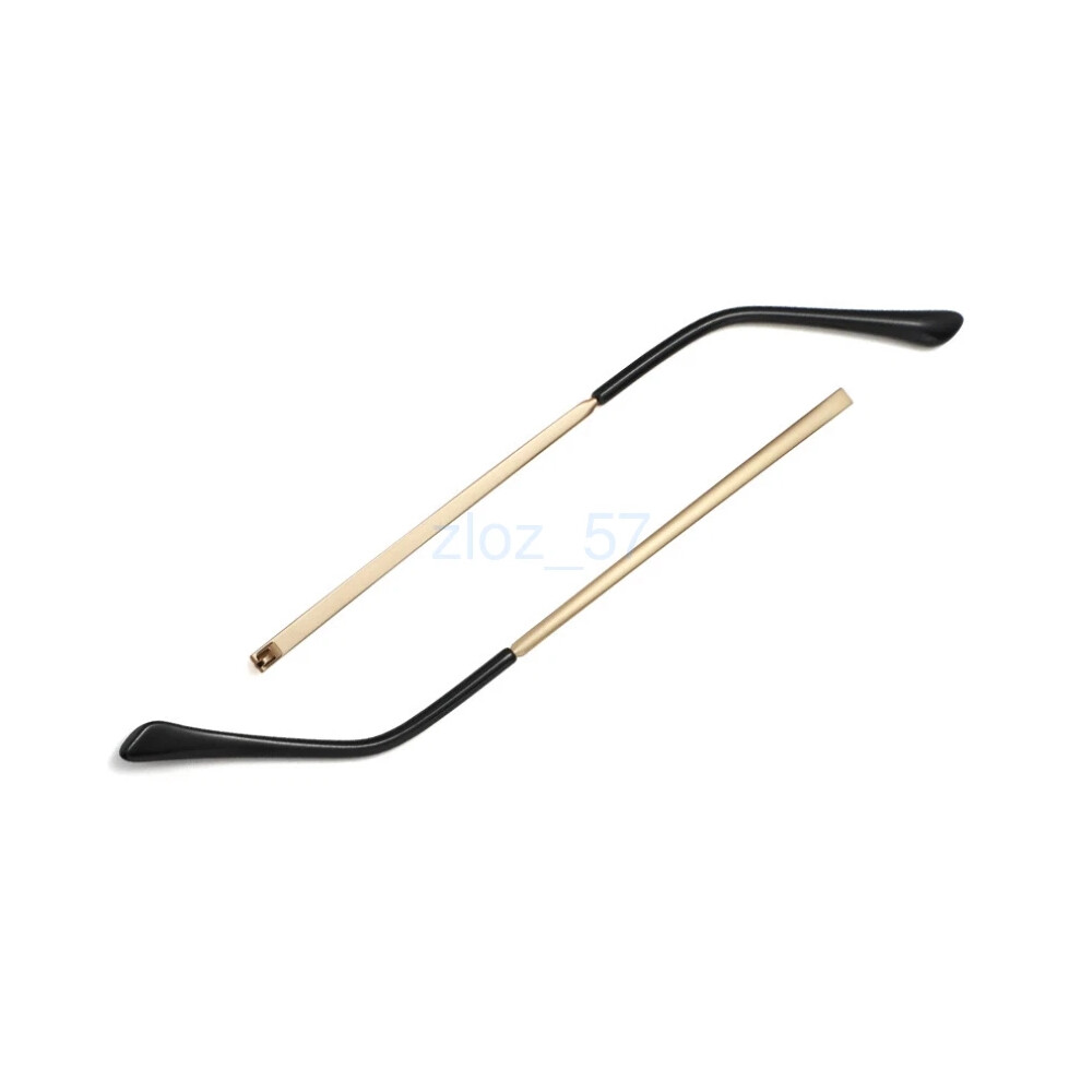 (Gold) 1pair Eyeglass temple accessories flat teeth 1 mm metal temples, universal