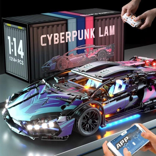 (Static Version)Cyberpunk Lamborghini ferngesteuertes Auto Modellbausteine mit Beleuchtung 1