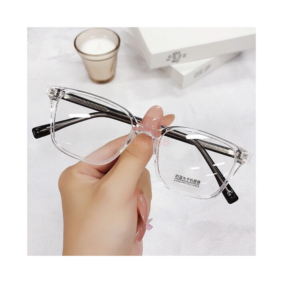 (Transparent) Mens Womens Eyeglass Frames TR90 Blue Light Blocking Glasses Frame