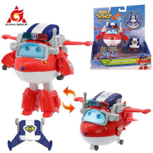(As show, One size) 5 Inches Police Patrol Jett Robot Transform To Plane With Sound Light Patrol Helmet Booster Pack Action Figures Toys