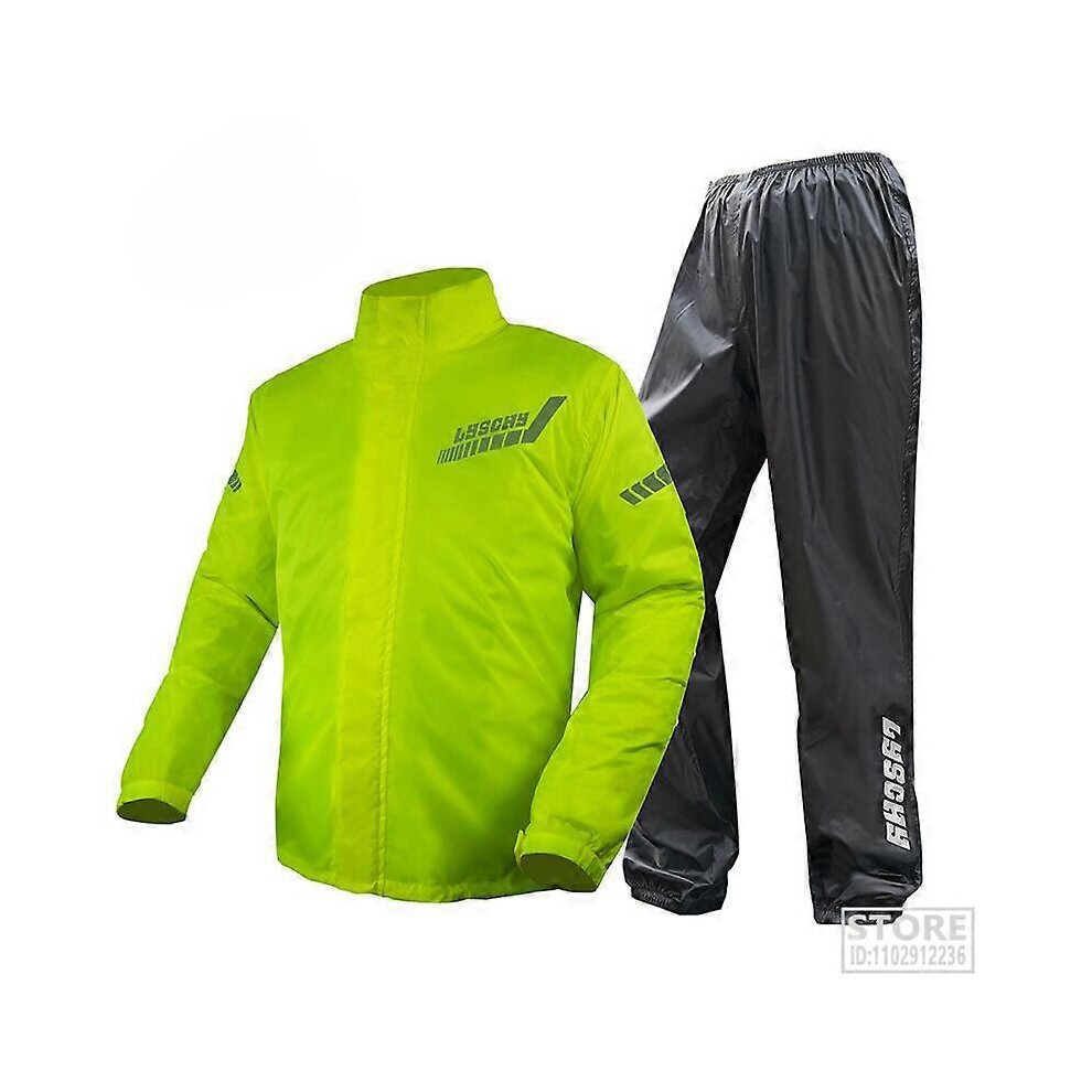 (As Show, One Size) Motorcycle Raincoat Anti-Rainstorm Motorcycle Bicycle Riding Fluorescent Reflective Hooded Raincoat Yellow 4909775829037