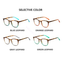 (Orange Leopard, +250) PC Big Frame Presbyopia Glasses Spring Hinge Reading Glass