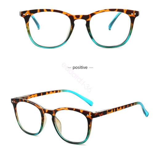 (Orange Leopard, +250) PC Big Frame Presbyopia Glasses Spring Hinge Reading Glass 1