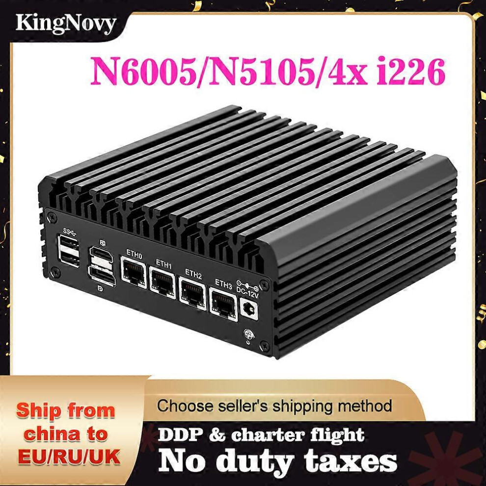 (Intel Celeron N5105, No Ram No Storage) New 2.5G Soft Firewall Router Pentium N6005 Celeron N5105 4 Intel I226-V 2500M Network Card Tpm2.0 3X4k@60Hz 4909775829662