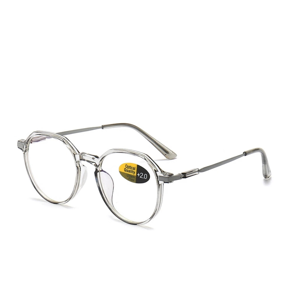 Gray/Blue/Light (, +1.00 Strength) Simple Round Shades Reading Glasses Anti