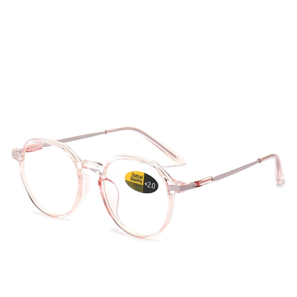 Pink/Blue/Light (, +1.00 Strength) Simple Round Shades Reading Glasses Anti