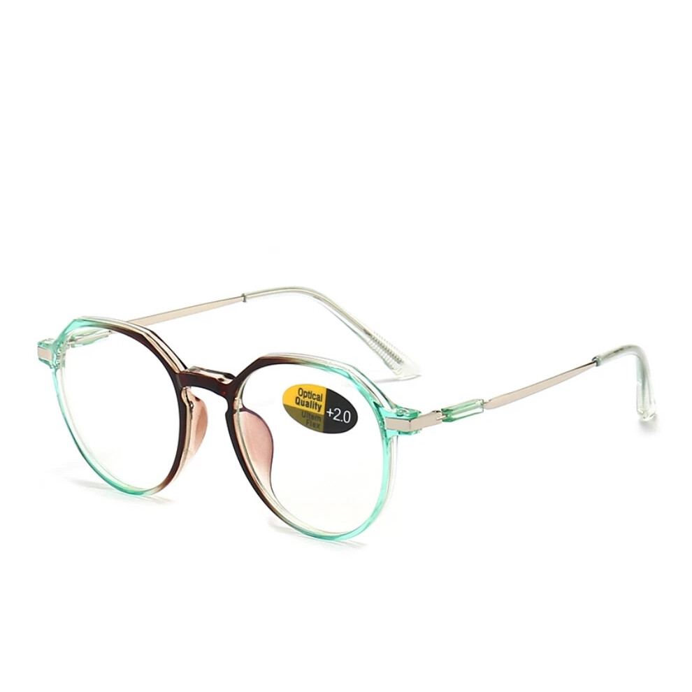 Green/Blue/Light ( Gradient Tea, +1.25 Strength) Simple Round Shades Reading Glasses Anti
