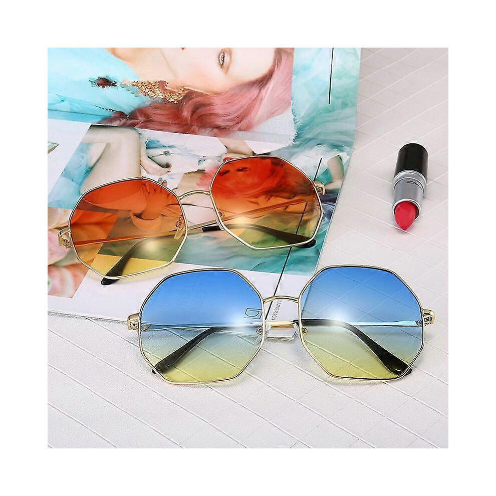 Photos - Doll Kikidex  Fashionable Polygonal Sunglasses for Unisex, Blue & Yellow Gradient Lenses (As show, One size)