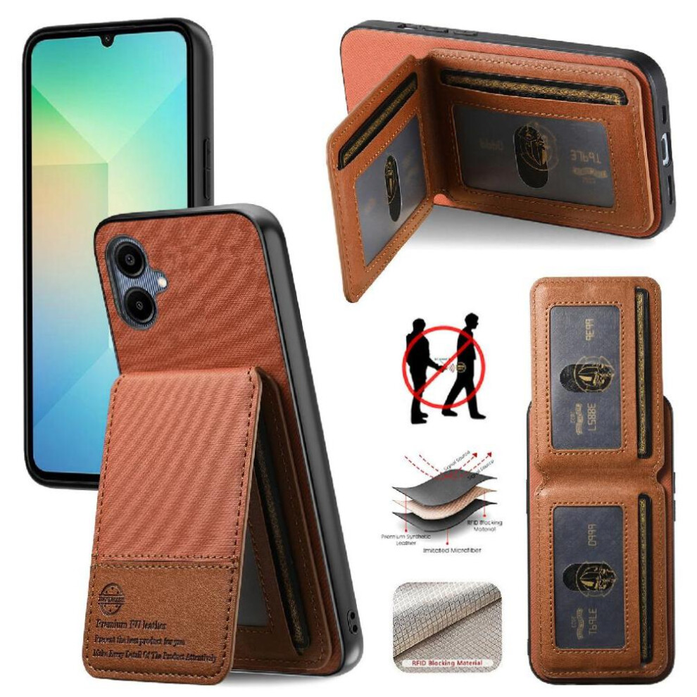 (Brown) Case For Samsung Galaxy A06 Leather Case Wallet Rfid Blocking Shockproof Brown 764563535194