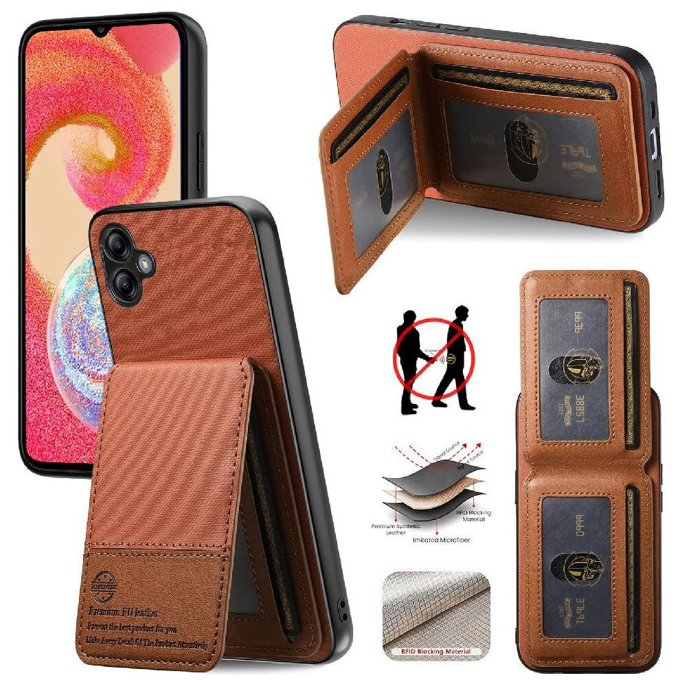 (Brown) Case For Samsung Galaxy A04e Rfid Blocking Wallet Shockproof Leather Case Brown 764563535262
