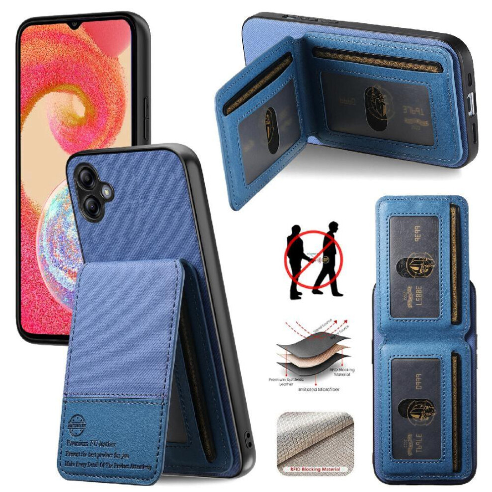 (Blue) Case For Samsung Galaxy A04e Rfid Blocking Wallet Shockproof Leather Case Blue 764563535286