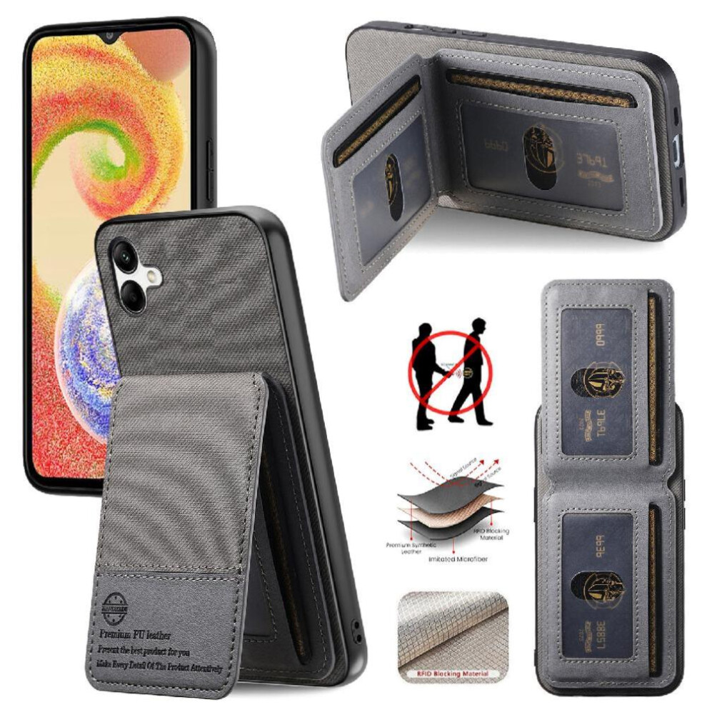 ( ) Case For Samsung Galaxy A04 Leather Case Shockproof Wallet Rfid Blocking Gray 764563535323