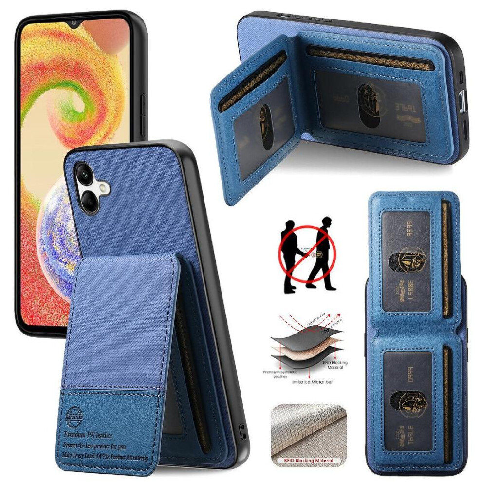 (Blue) Case For Samsung Galaxy A04 Leather Case Shockproof Wallet Rfid Blocking Blue 764563535354