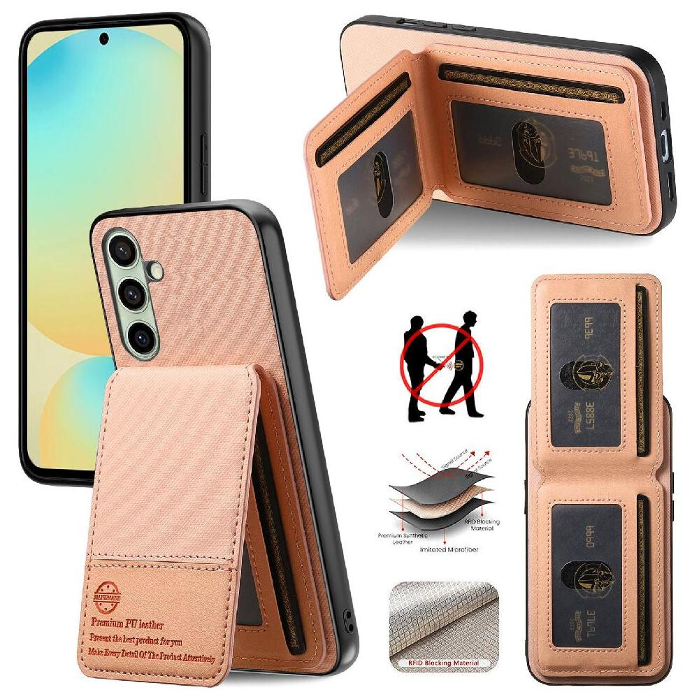 (Pink) Case For Samsung Galaxy S24 Fe Wallet Leather Case Rfid Blocking Shockproof Pink 764563535484