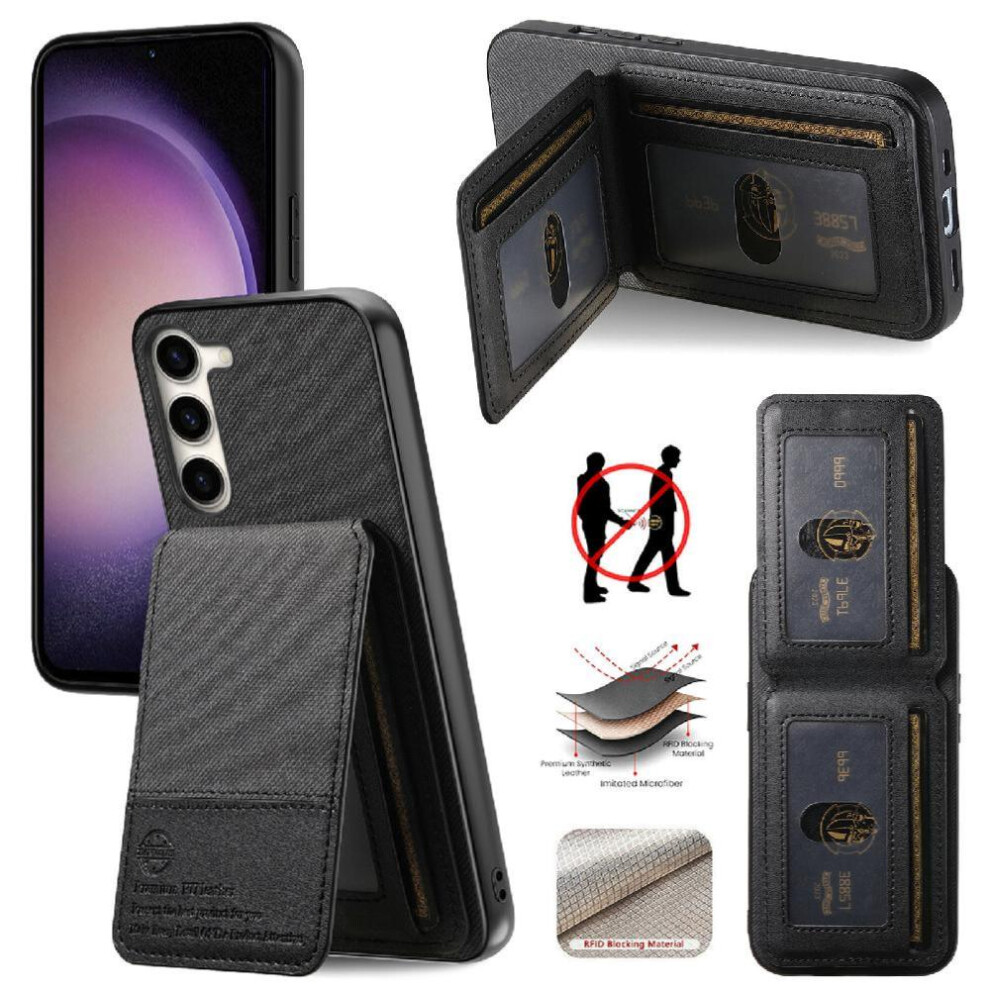 (Black) Case For Samsung Galaxy S23 Plus Shockproof Leather Case Wallet Rfid Blocking Black 764563535507