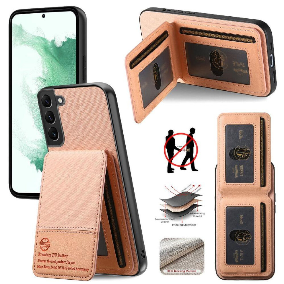 (Pink) Case For Samsung Galaxy S22 Wallet Leather Case Shockproof Rfid Blocking Pink 764563535699