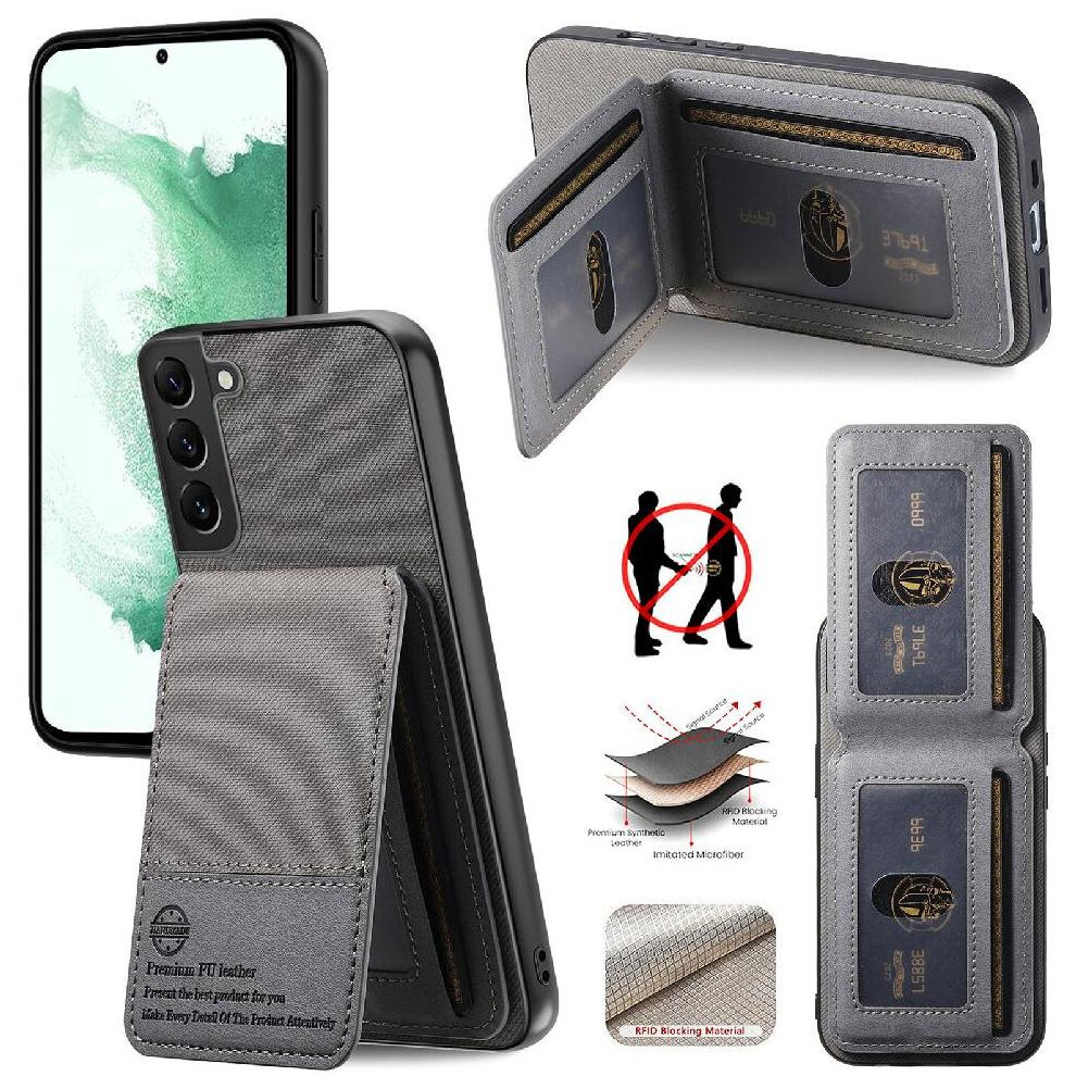 ( ) Case For Samsung Galaxy S22 Wallet Leather Case Shockproof Rfid Blocking Gray 764563535675