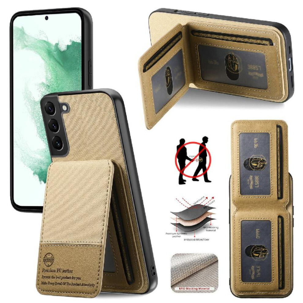 (Yellow) Case For Samsung Galaxy S22 Wallet Leather Case Shockproof Rfid Blocking Yellow 764563535651