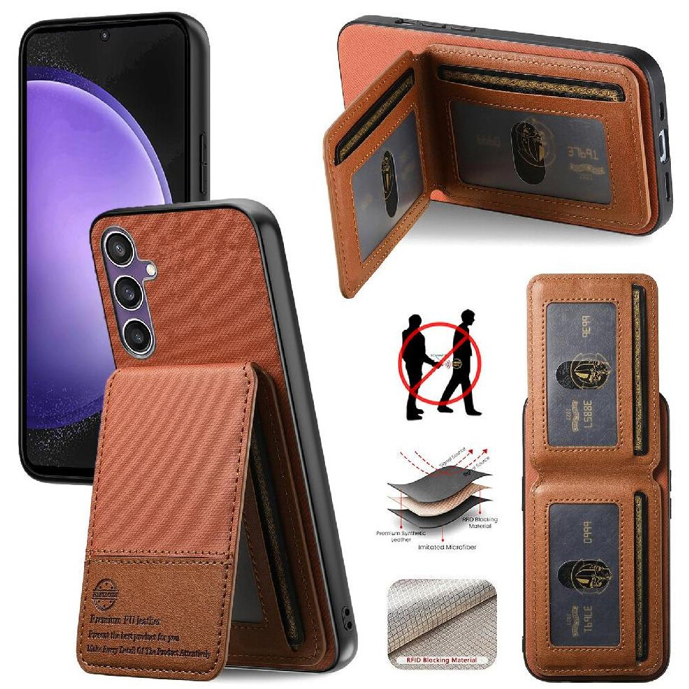 (Brown) Case For Samsung Galaxy S23 Fe Wallet Leather Case Rfid Blocking Shockproof Brown 764563535613