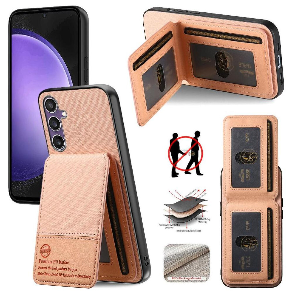 (Pink) Case For Samsung Galaxy S23 Fe Wallet Leather Case Rfid Blocking Shockproof Pink 764563535620