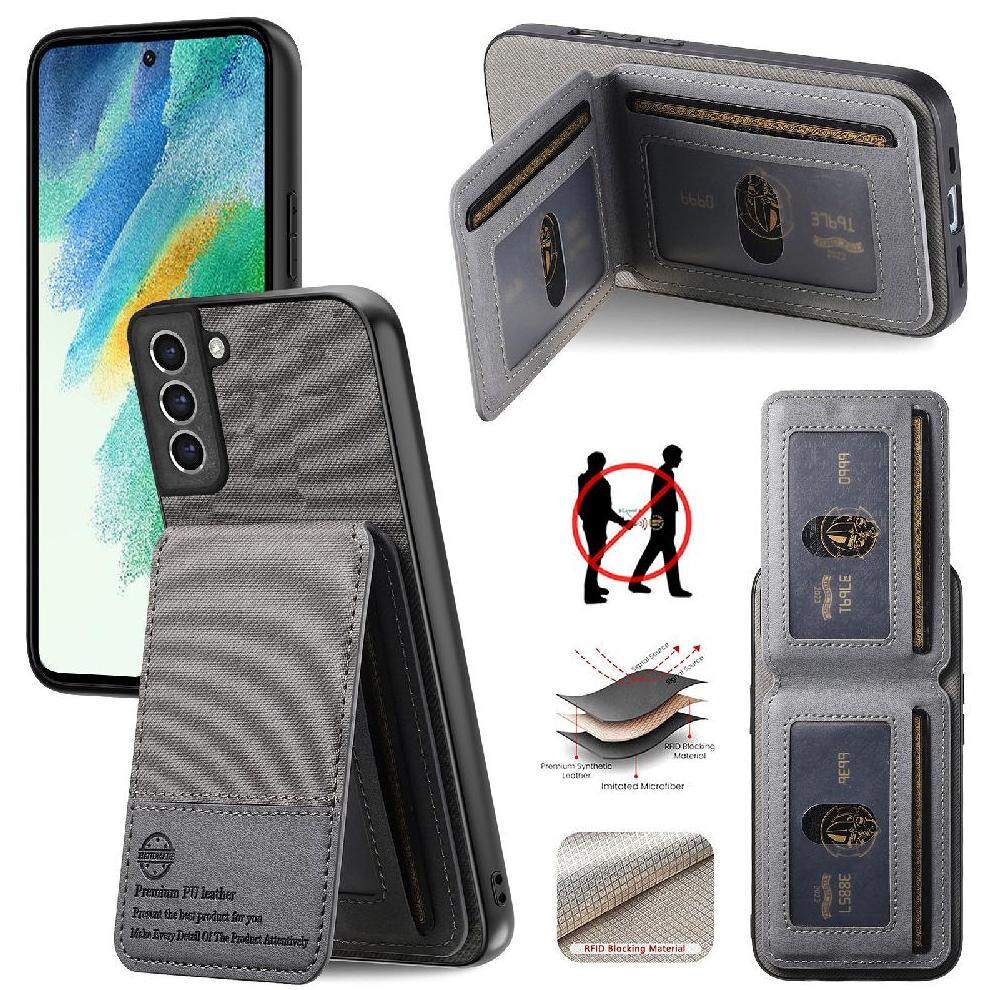 ( ) Case For Samsung Galaxy S21 Fe Leather Case Wallet Rfid Blocking Shockproof Gray 764563536214