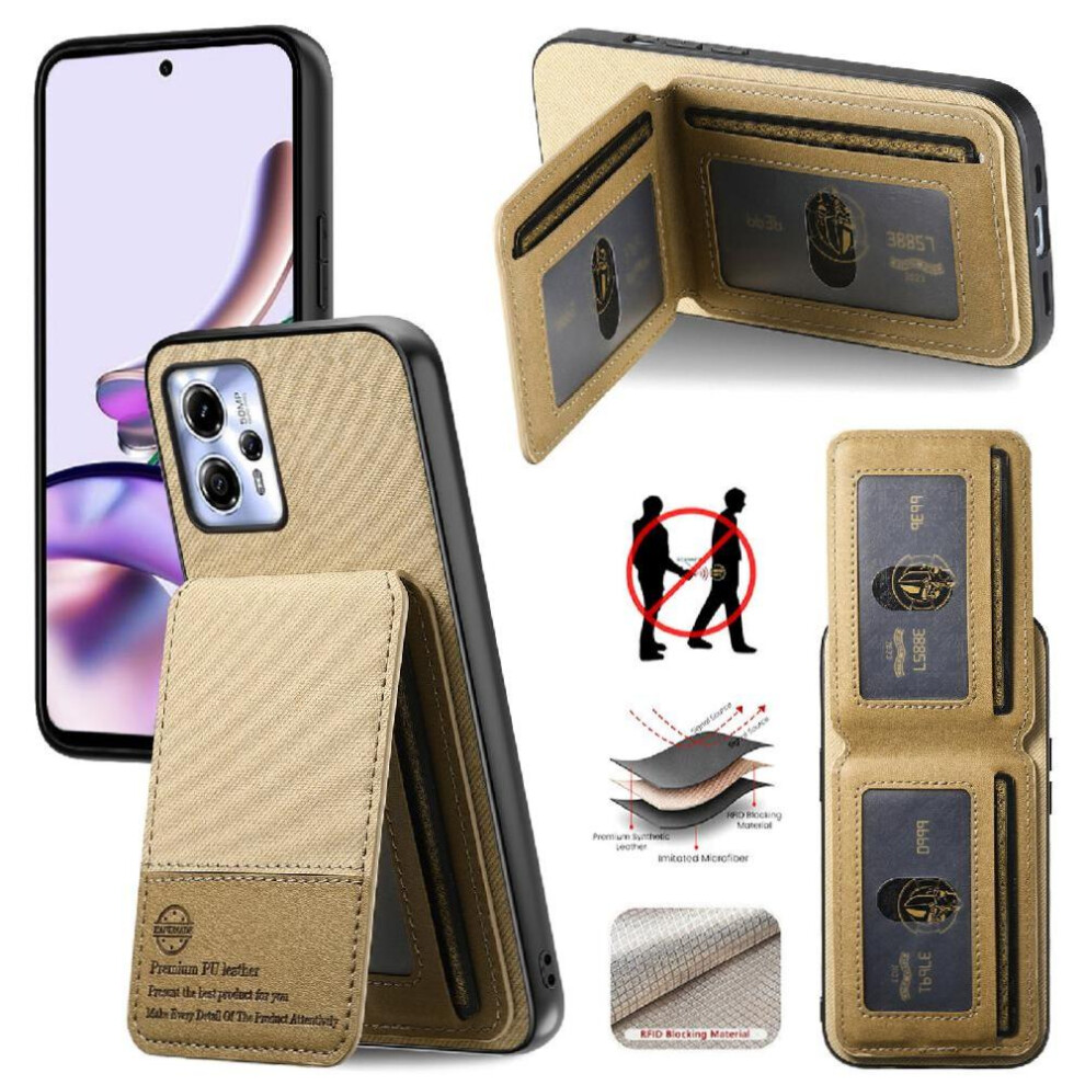 (Yellow) Case For Motorola Moto G13 4G Wallet Leather Case Rfid Blocking Shockproof Yellow 764563536368