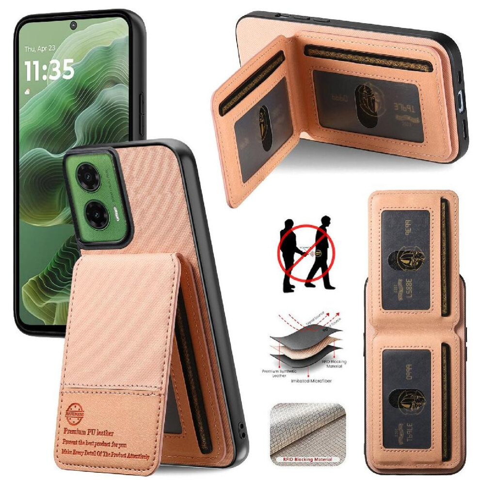 (Pink) Case For Motorola Moto G35 Leather Case Shockproof Rfid Blocking Wallet Pink 764563536429